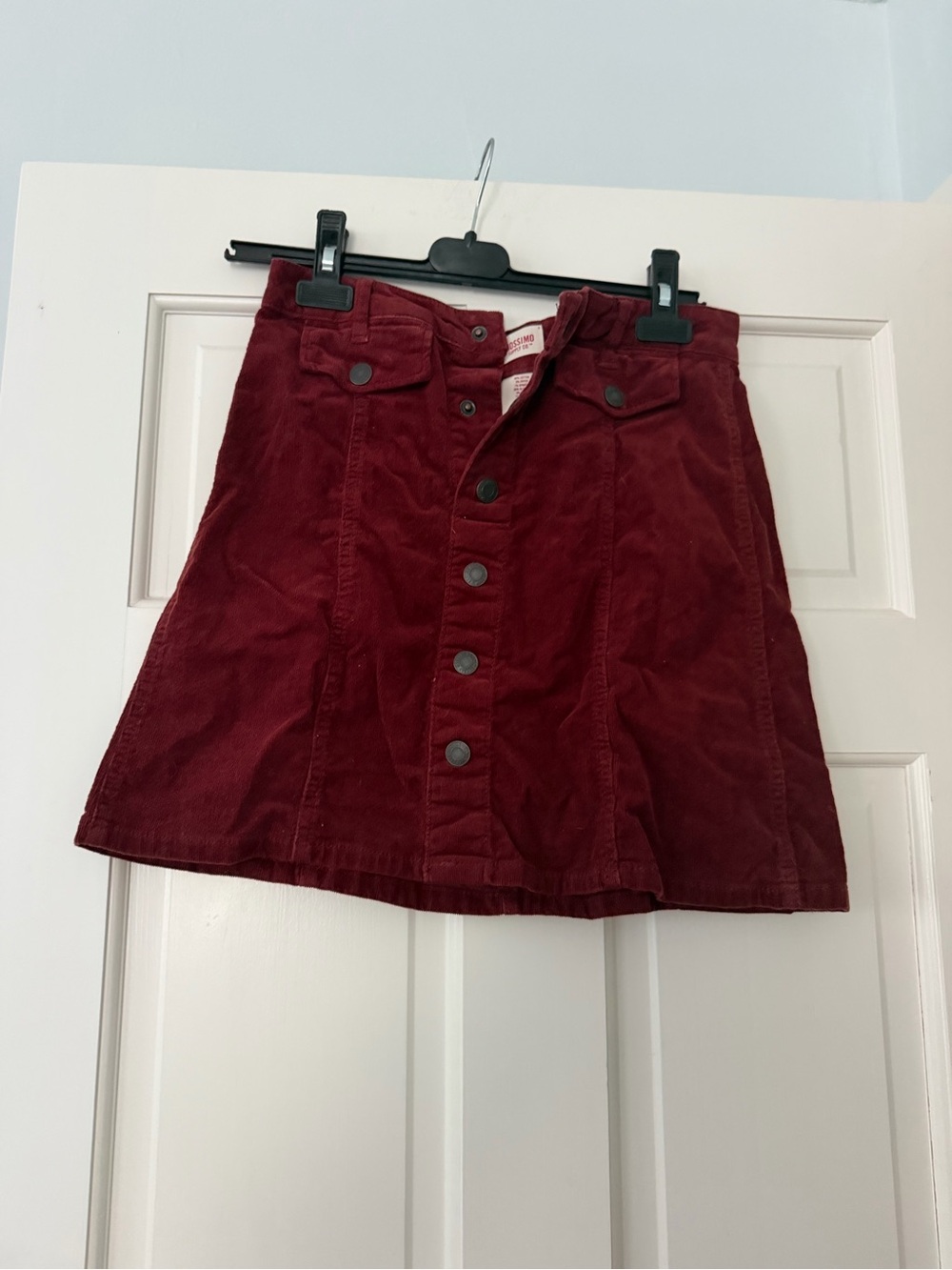 Mossimo Supply Co. Button-Front Corduroy Mini Skirt in Deep Red